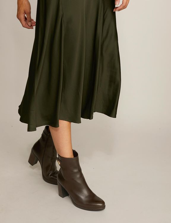 Femme Jupe Midi En Satin Vert