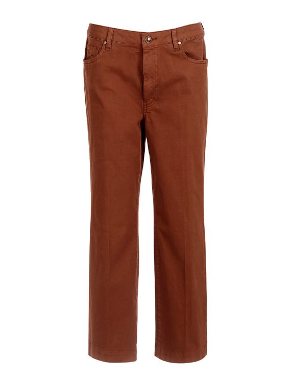 Femme Pantalon Large En Coton Coupé En Brun