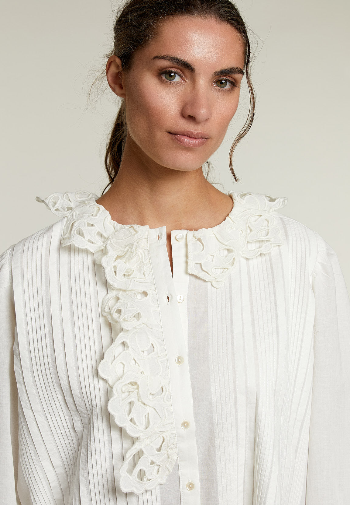 Off White Lace Shirt - White