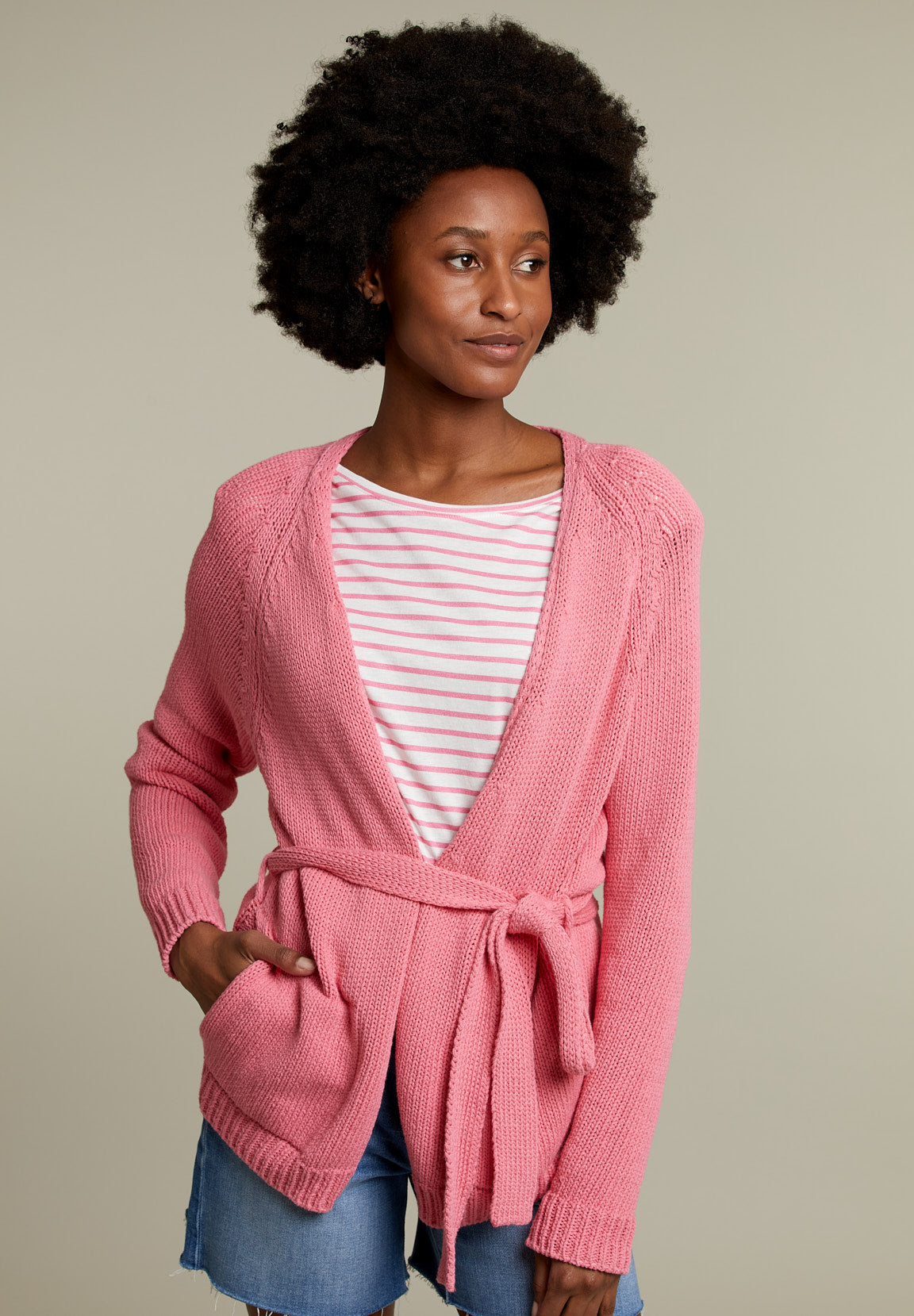 Pink Cotton Cardigan - Pink