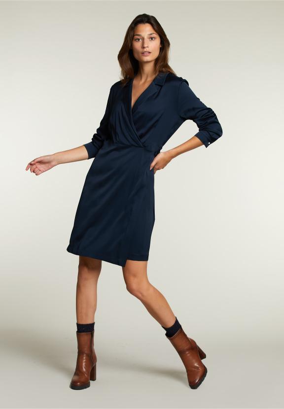 Robe bleu marine à col en V - Bleu