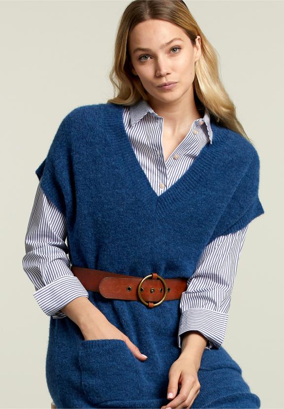 Robe sans manches en tricot bleu