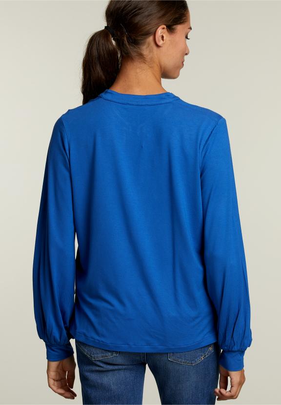 Blauw V-Hals T-Shirt Ballonmouwen - Groen