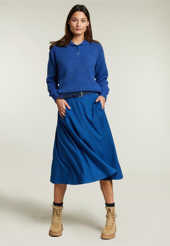 Jupe Midi Unie Bleue