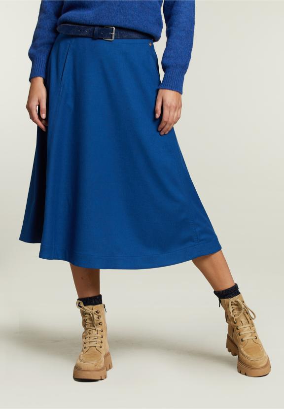 Blauwe Uni Midi Rok