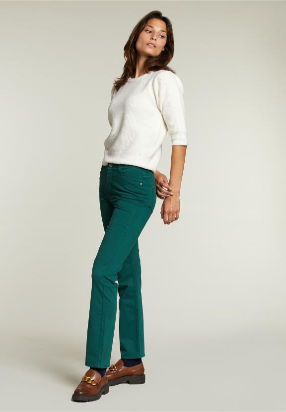 Kaki Lange 5-Pocket Broek - Groen