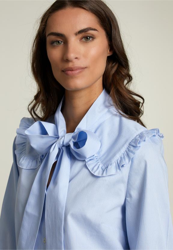 Chemise Rayée Bleu/Blanc avec Nœud