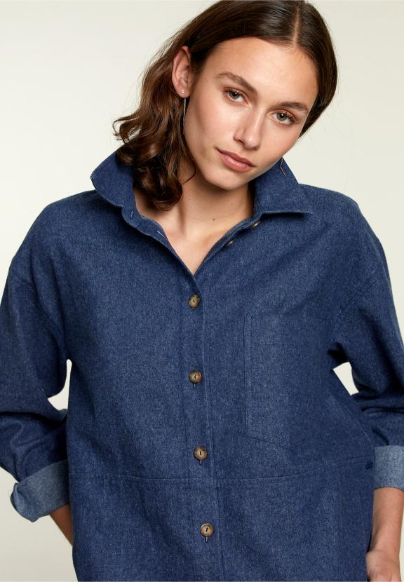 Blauw Shirt Met Opgestikte Zak - Multi