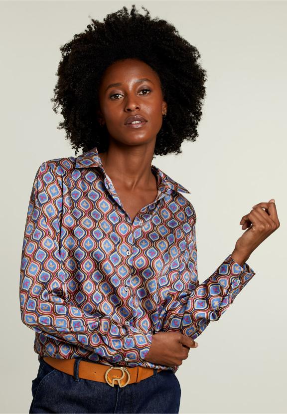 Blouse Fantaisie Bleu/Marron - Multi