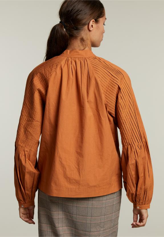 Bruine Blouse Met Ballonmouwen - Oranje