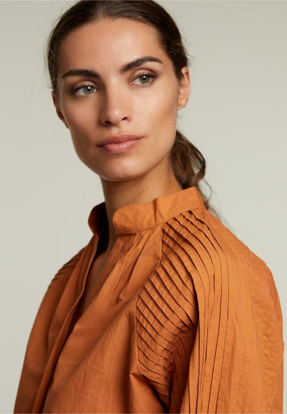 Bruine Blouse Met Ballonmouwen - Oranje