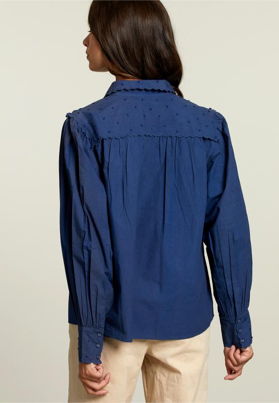 Blauwe Blouse Met Knopen