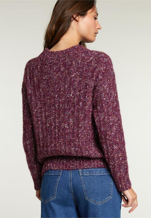 Pull Pailleté Violet à Col Rond