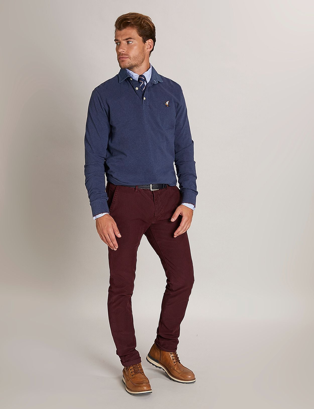 Homme Polo En Coton Sur Mesure De Couleur Bleue