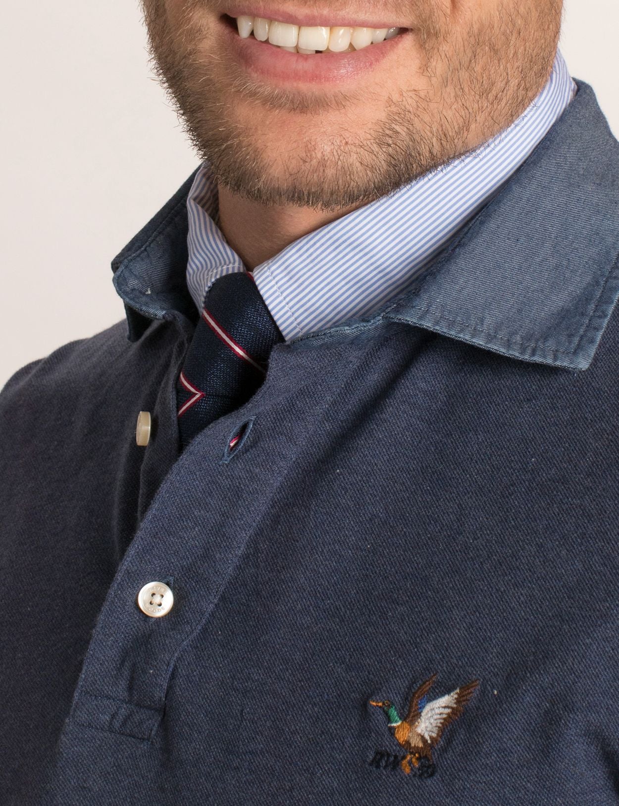 Homme Polo En Coton Sur Mesure De Couleur Bleue