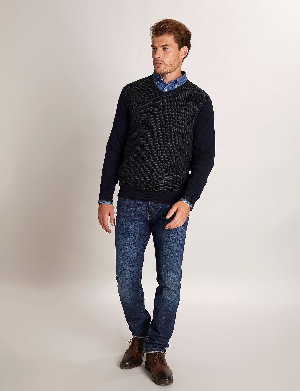 Man Aangepaste Jacquard Patroon Pullover In Multi