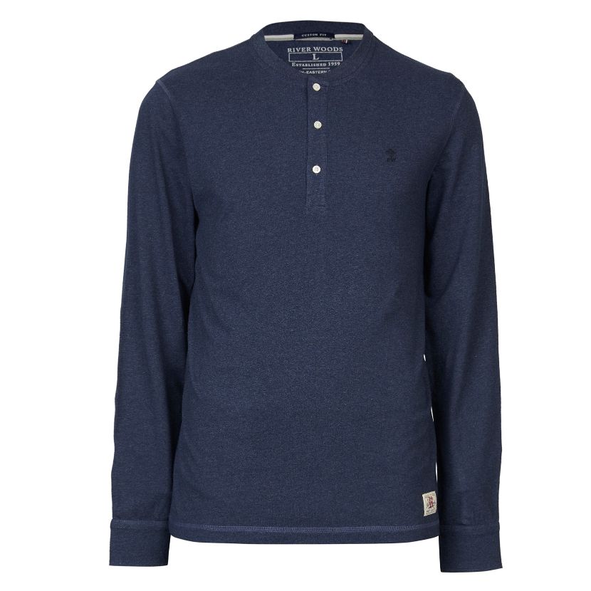 Homme T-shirt Henley Bleu Denim