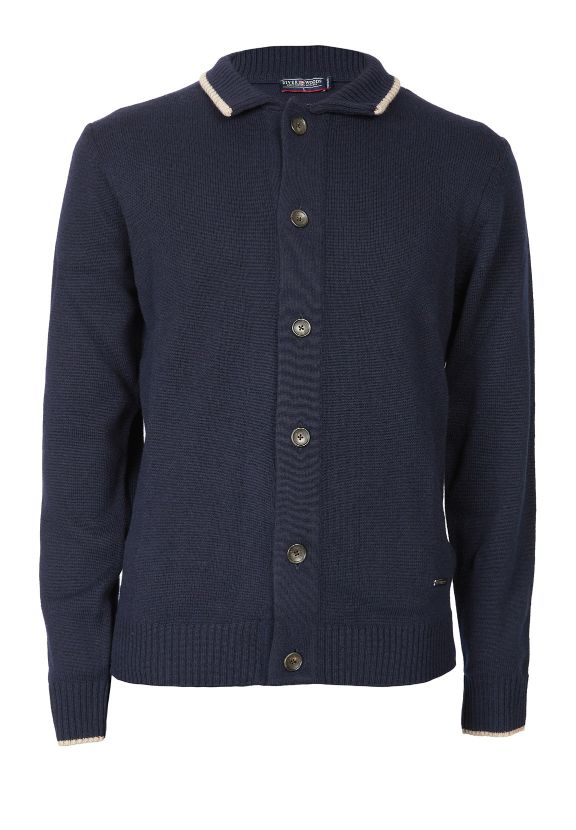 Homme Cardigan À Col Montant Avec Boutons