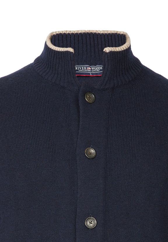 Homme Cardigan À Col Montant Avec Boutons