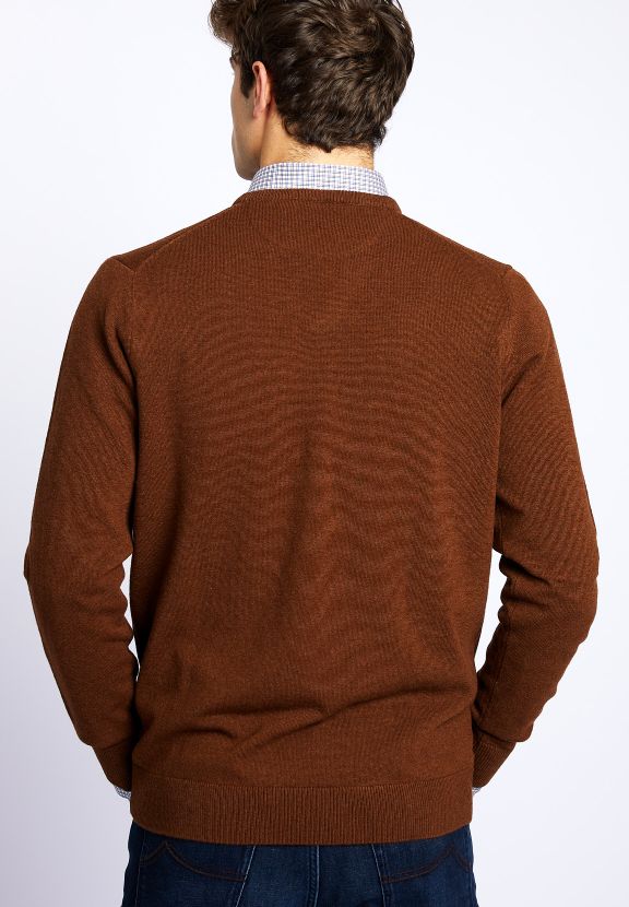 Homme Pull Basique À Col En V En Marron