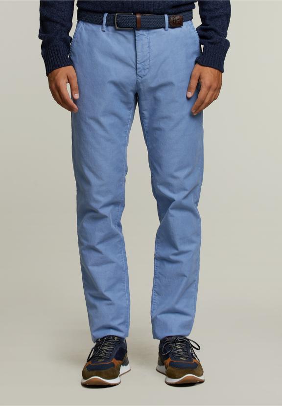 Slim Fit Katoenen Chino Blauwe Gaai