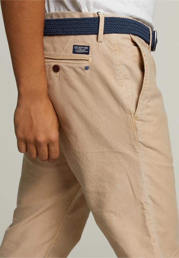 Slim Fit Katoenen Chino Biscuit - Bruin