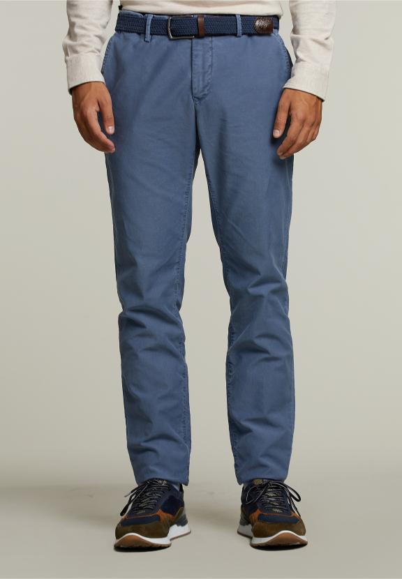 Slim Fit Katoenen Chino Harvard - Blauw