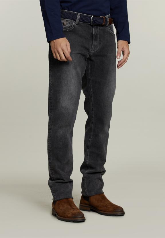 Strak Zittende 5-Pocket Jeans Grijs - Denim