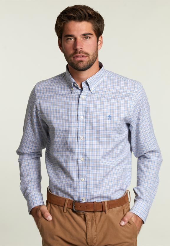 Chemise à Carreaux Sur Mesure Multi - Bleu - RM22W-C8613_N-000