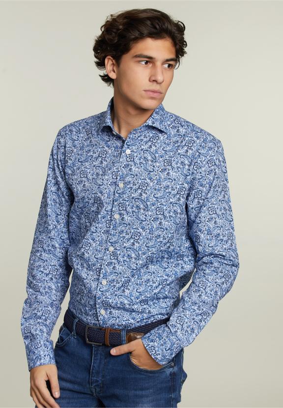 Chemise Fantaisie Sur Mesure Bleue - E-000