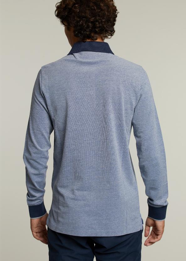 Op Maat Gemaakte Katoenen Polo Met Zakje Jeansmix - Blauw