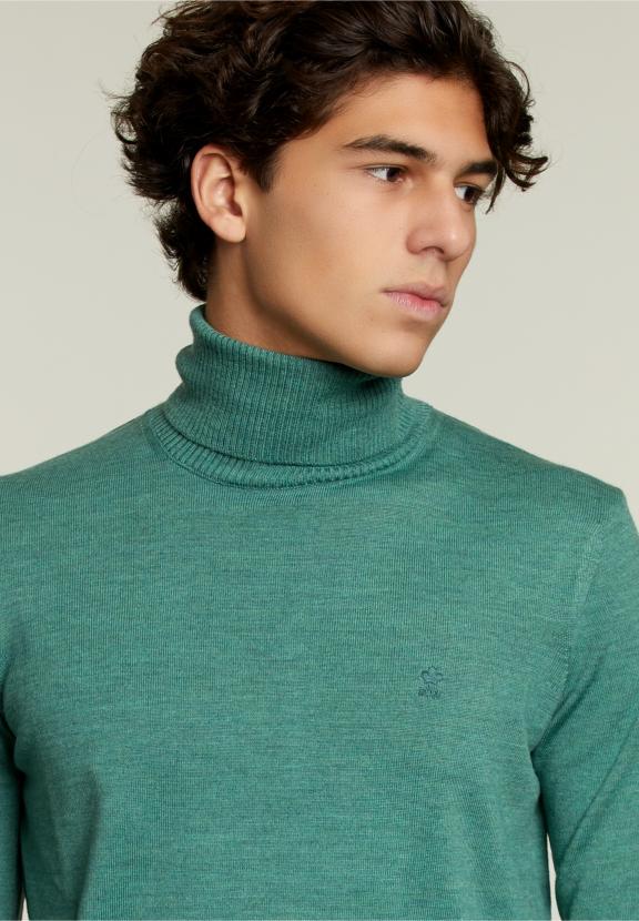 Pull col roulé ajusté en mérinos Scotch Mix - Vert