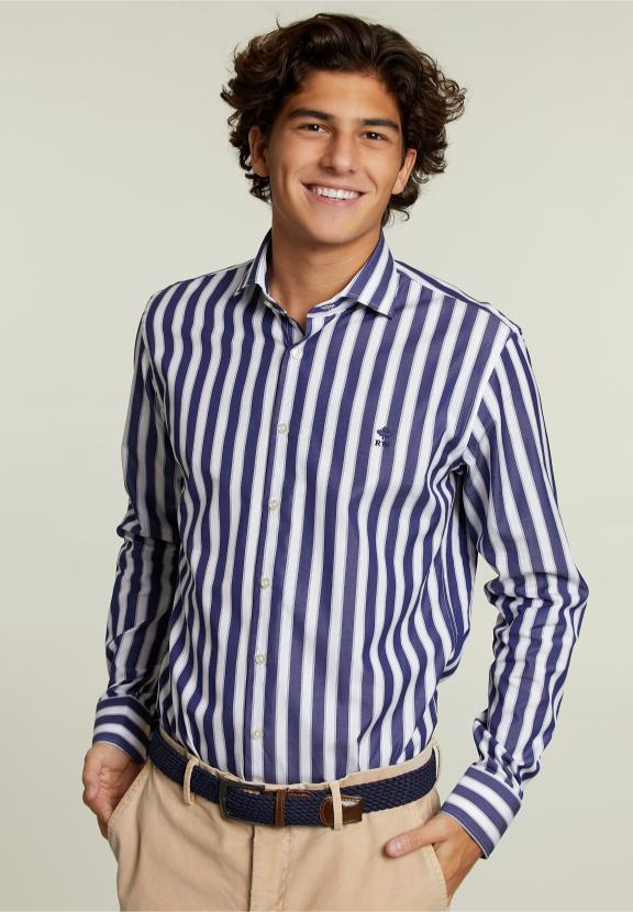 Chemise Rayée Sur Mesure Multi - Bleu - A-000