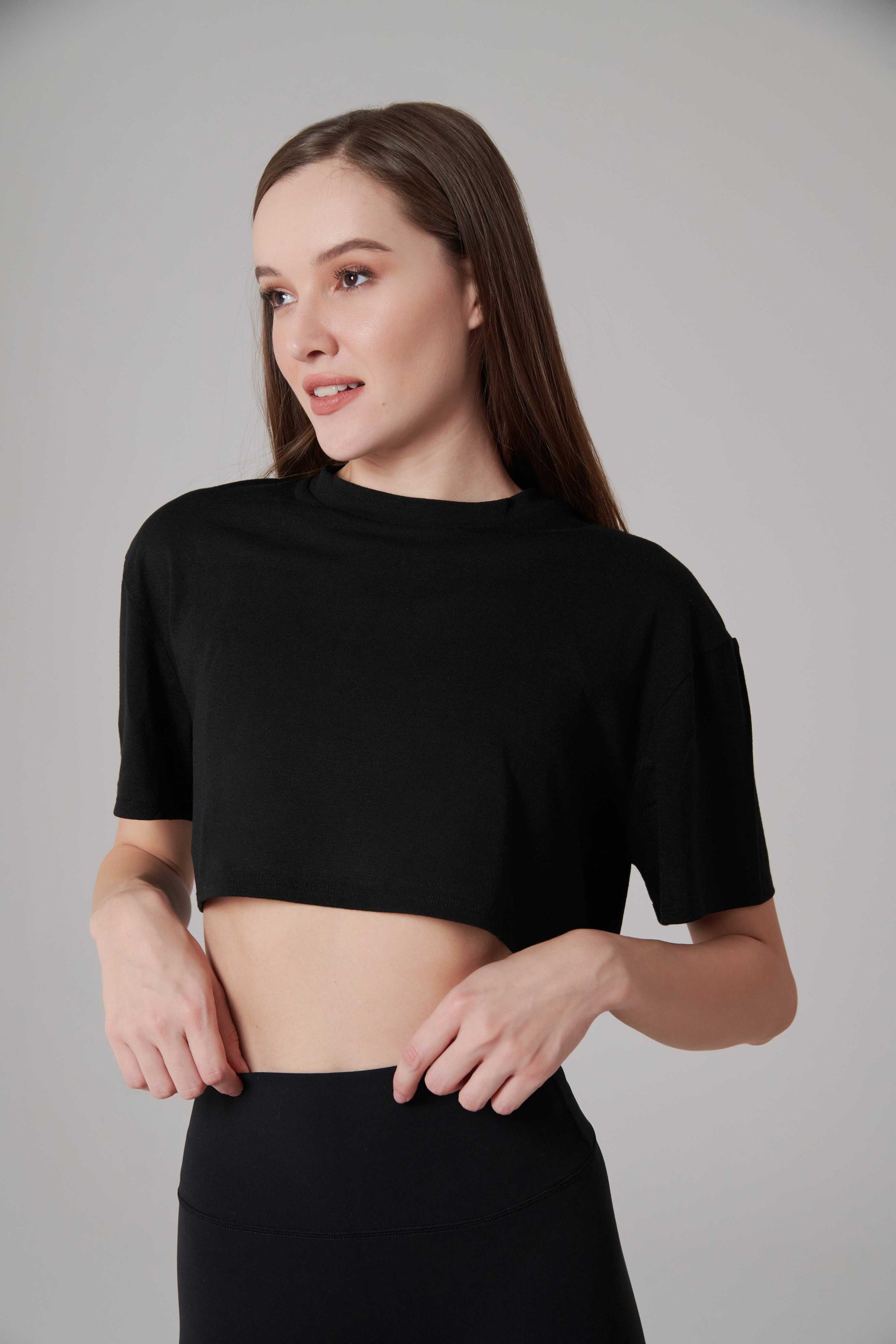 T Shirt Crop - Noir