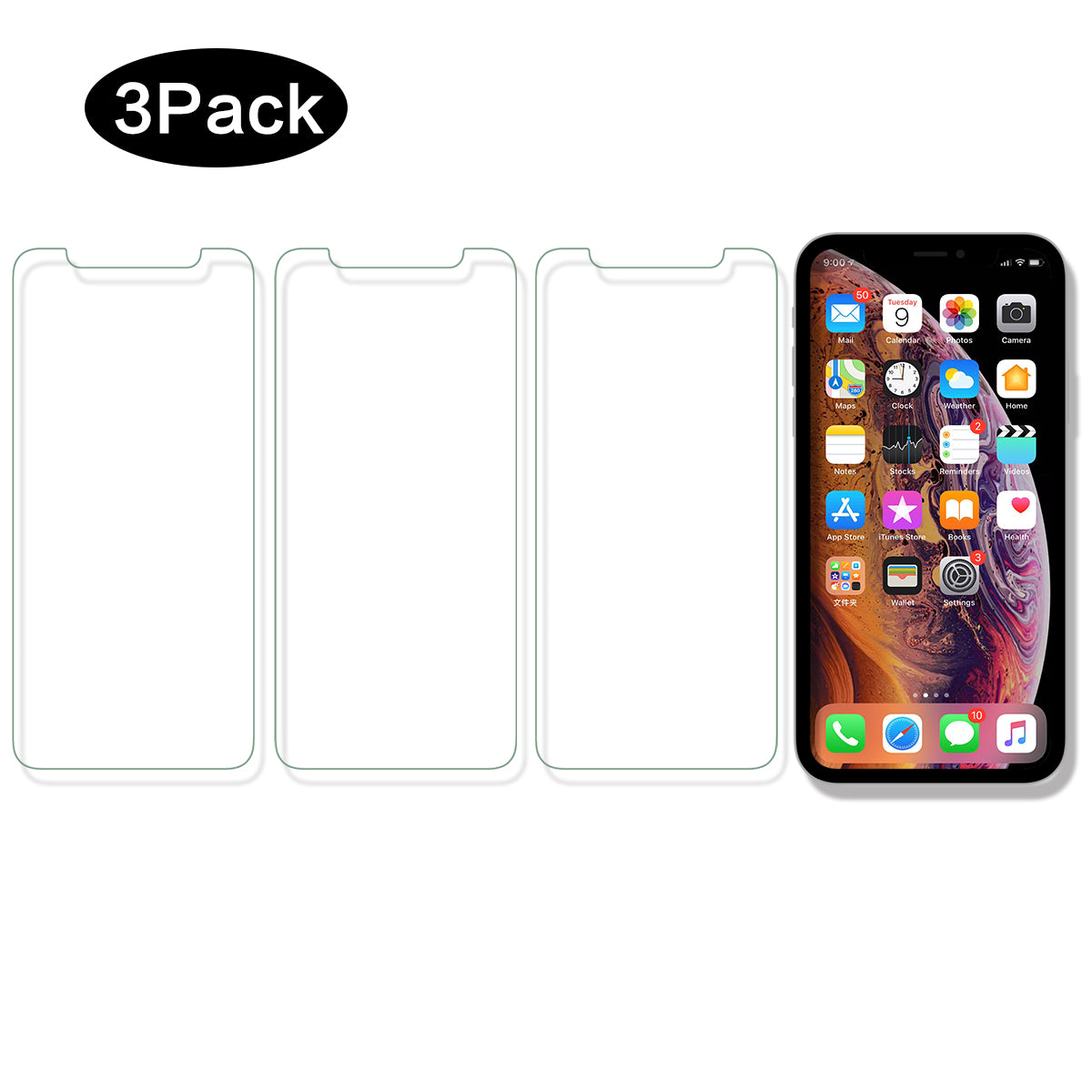 3-Pack Gehard Glas Voor Iphone Xr - Transparant