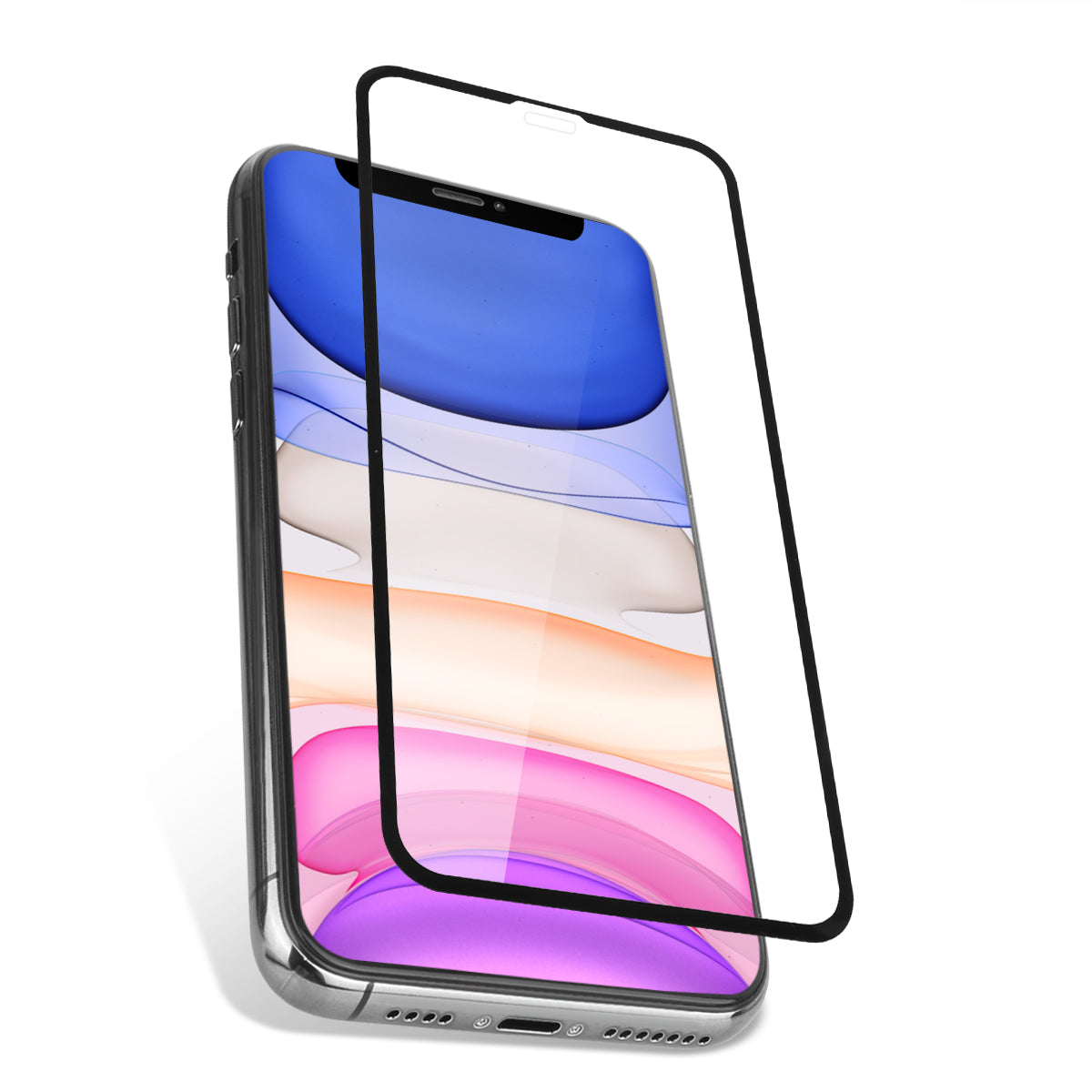 Verre De Protection  5D  Pour Iphone 11 Avec Bord Noir - Noir