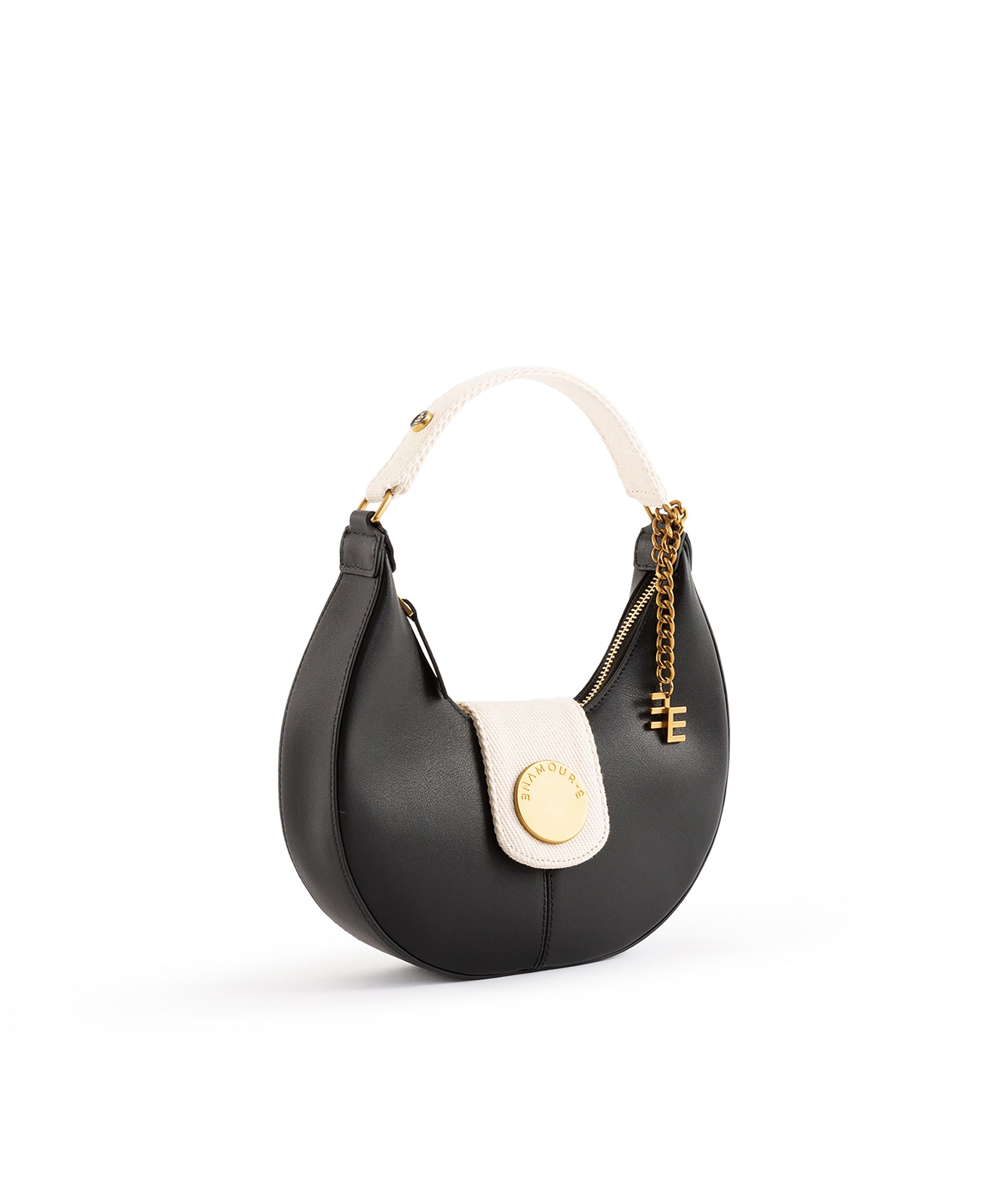 Nazarine Black Shoulder Scoop Black & Canvas Bag