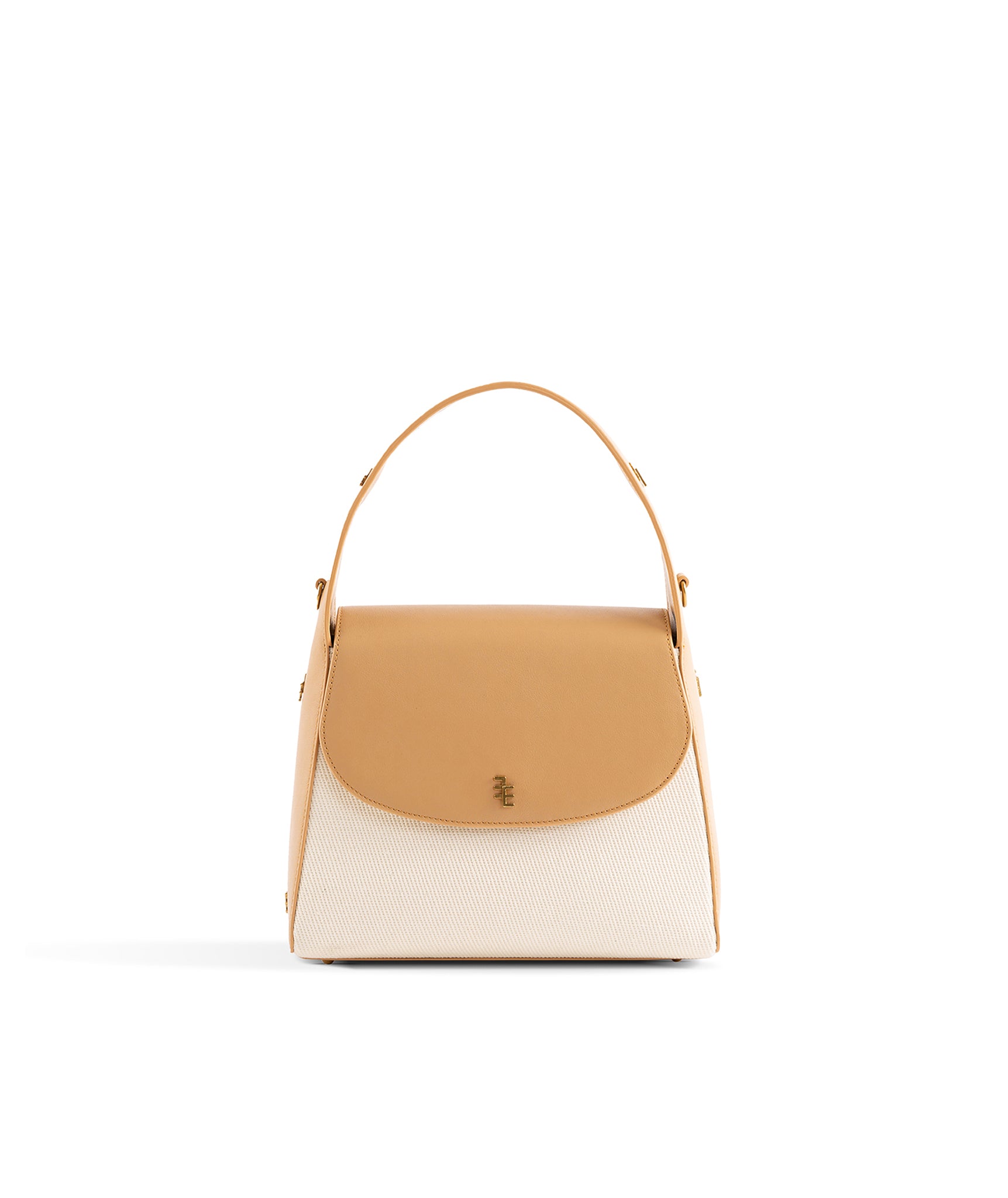 Gabrielle Square Handle Light Brown & Canvas Bag