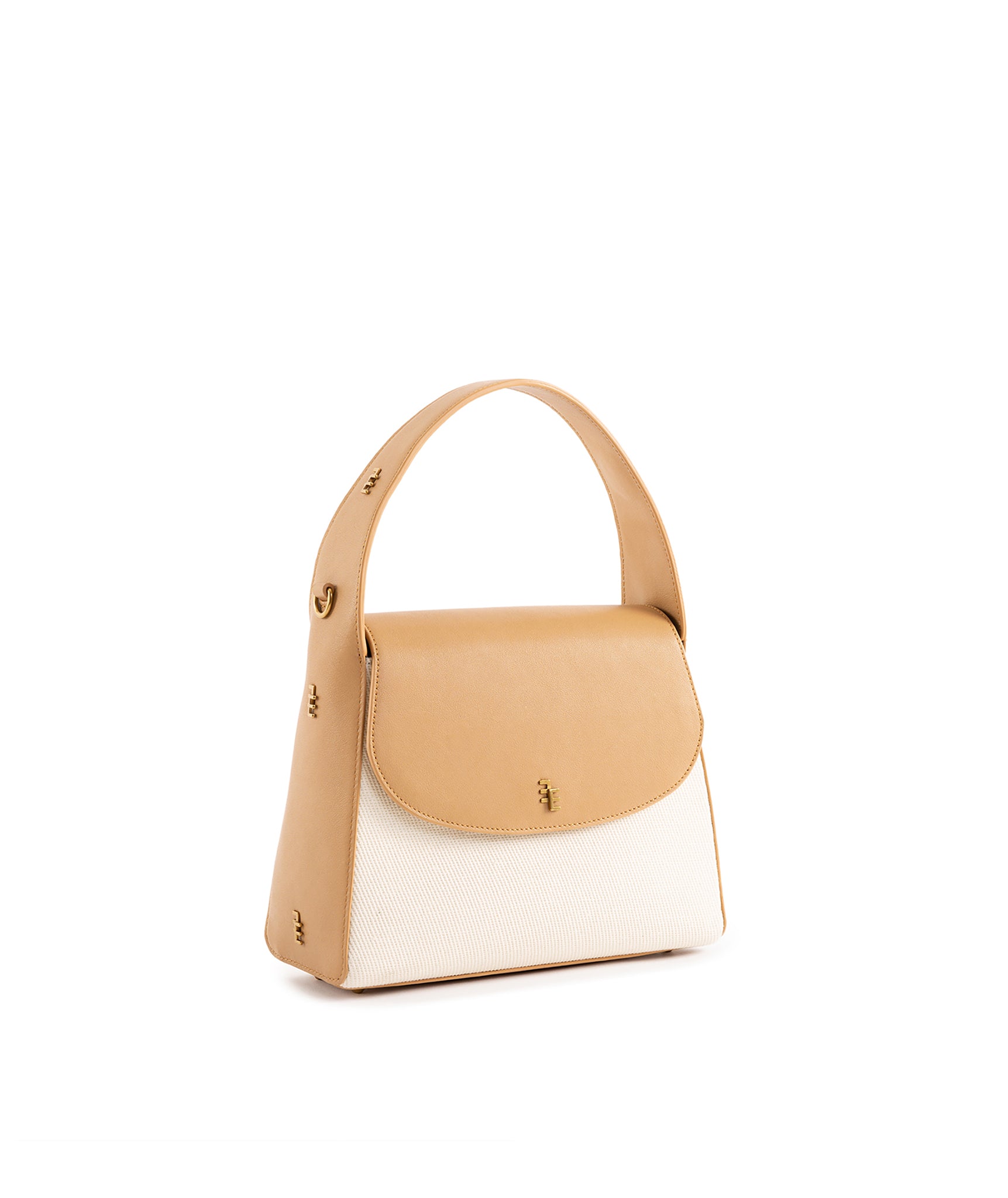 Gabrielle Square Handle Light Brown & Canvas Bag