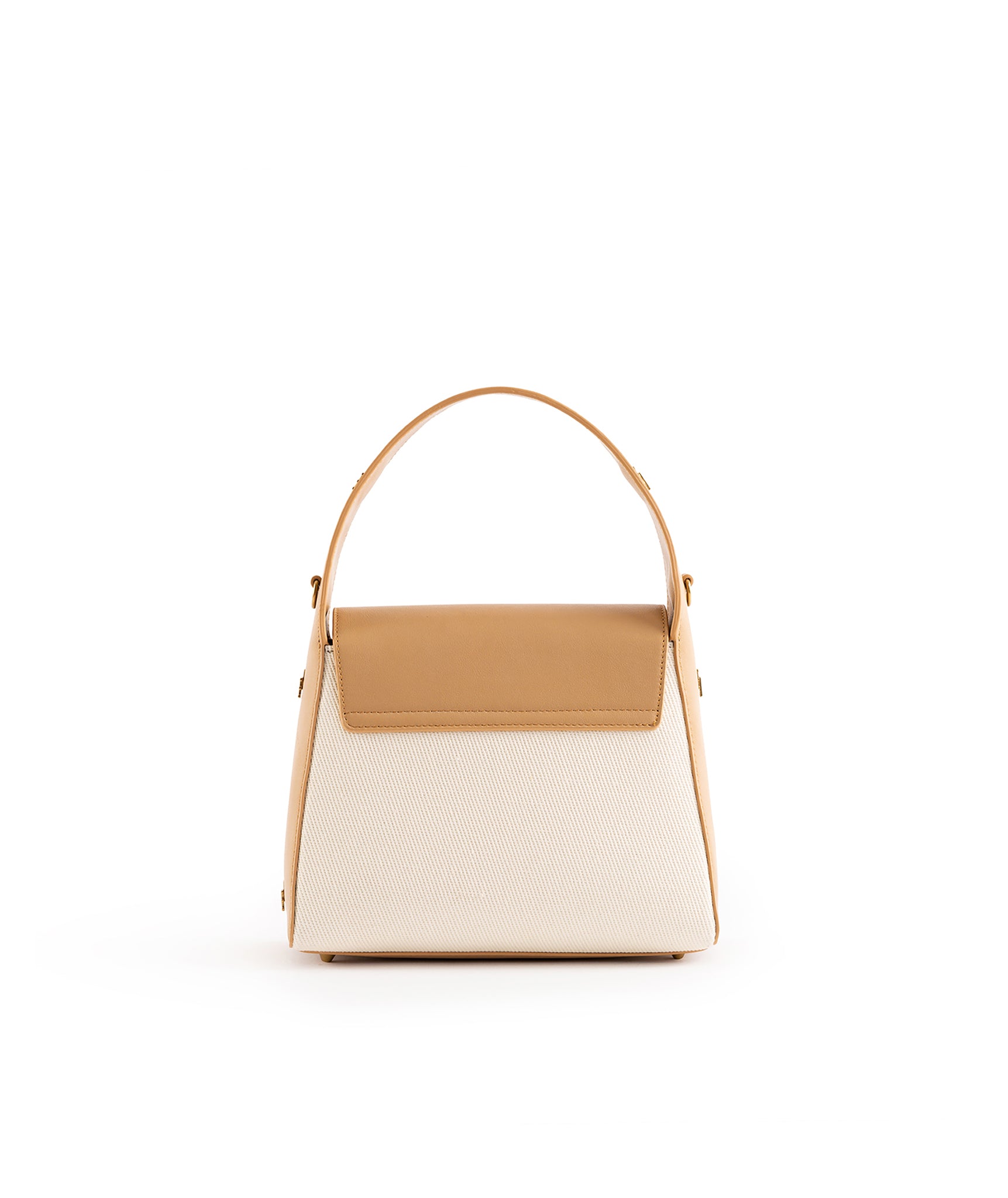 Gabrielle Square Handle Light Brown & Canvas Bag