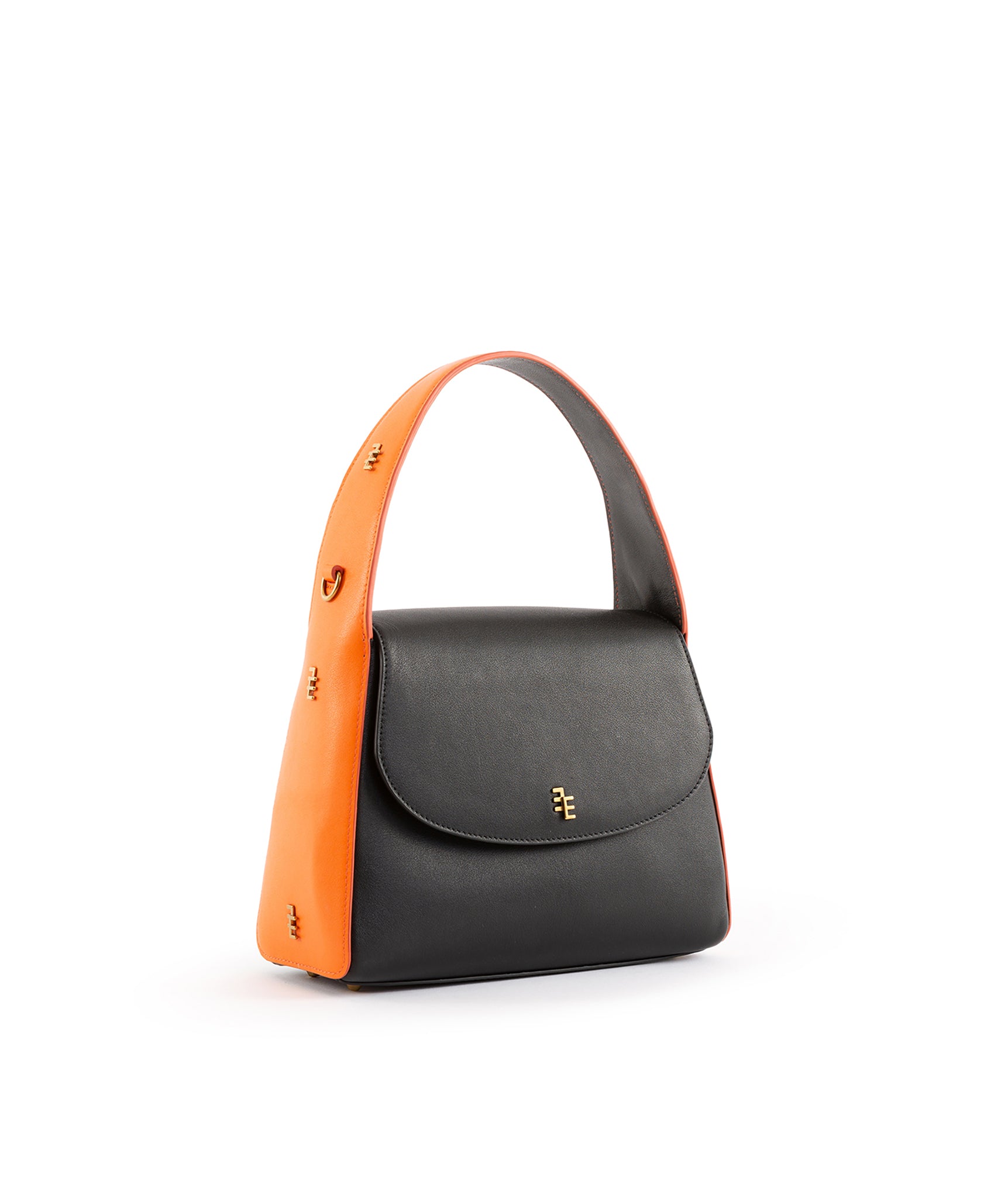 Gabrielle Square Handle Orange & Black Bag