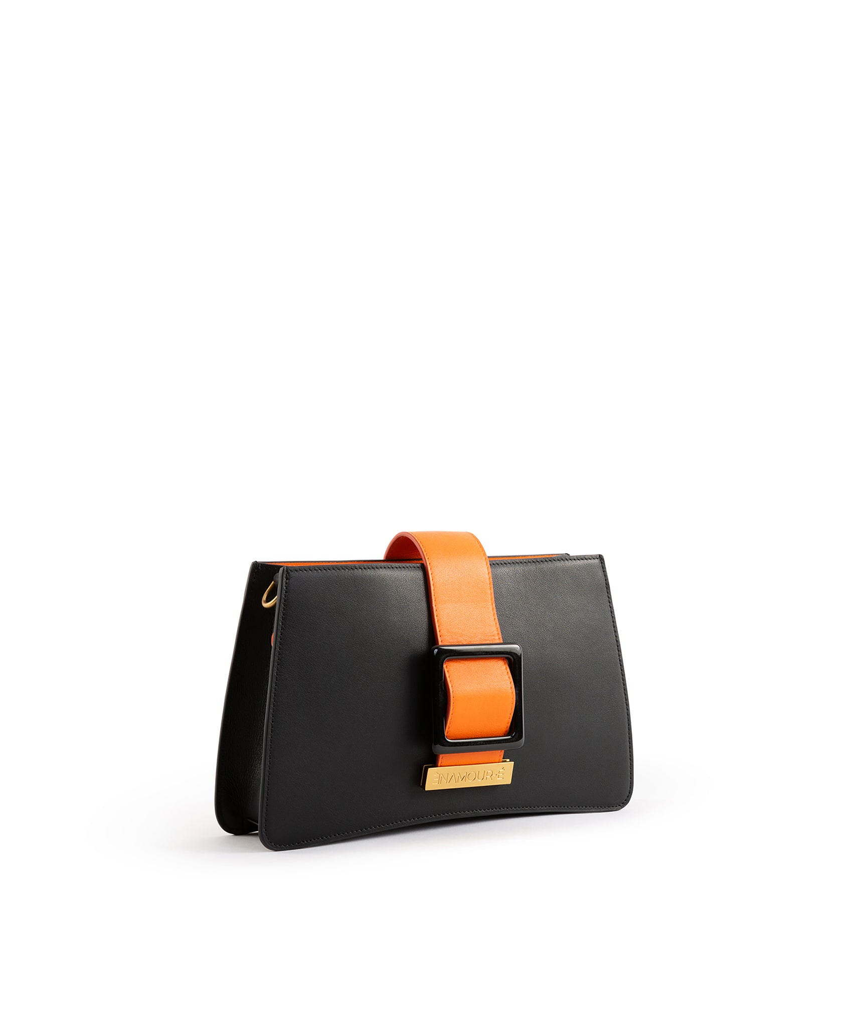 Rosalie Orange Curved Ew Orange & Black Bag