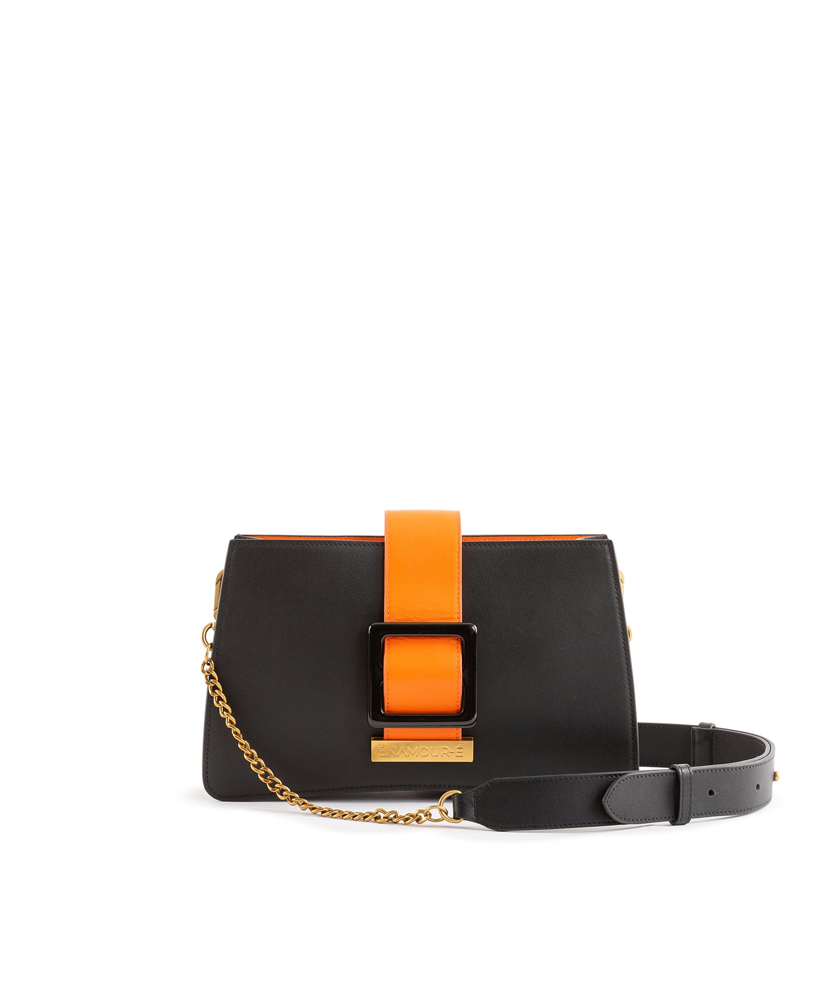 Rosalie Orange Curved Ew Orange & Black Bag