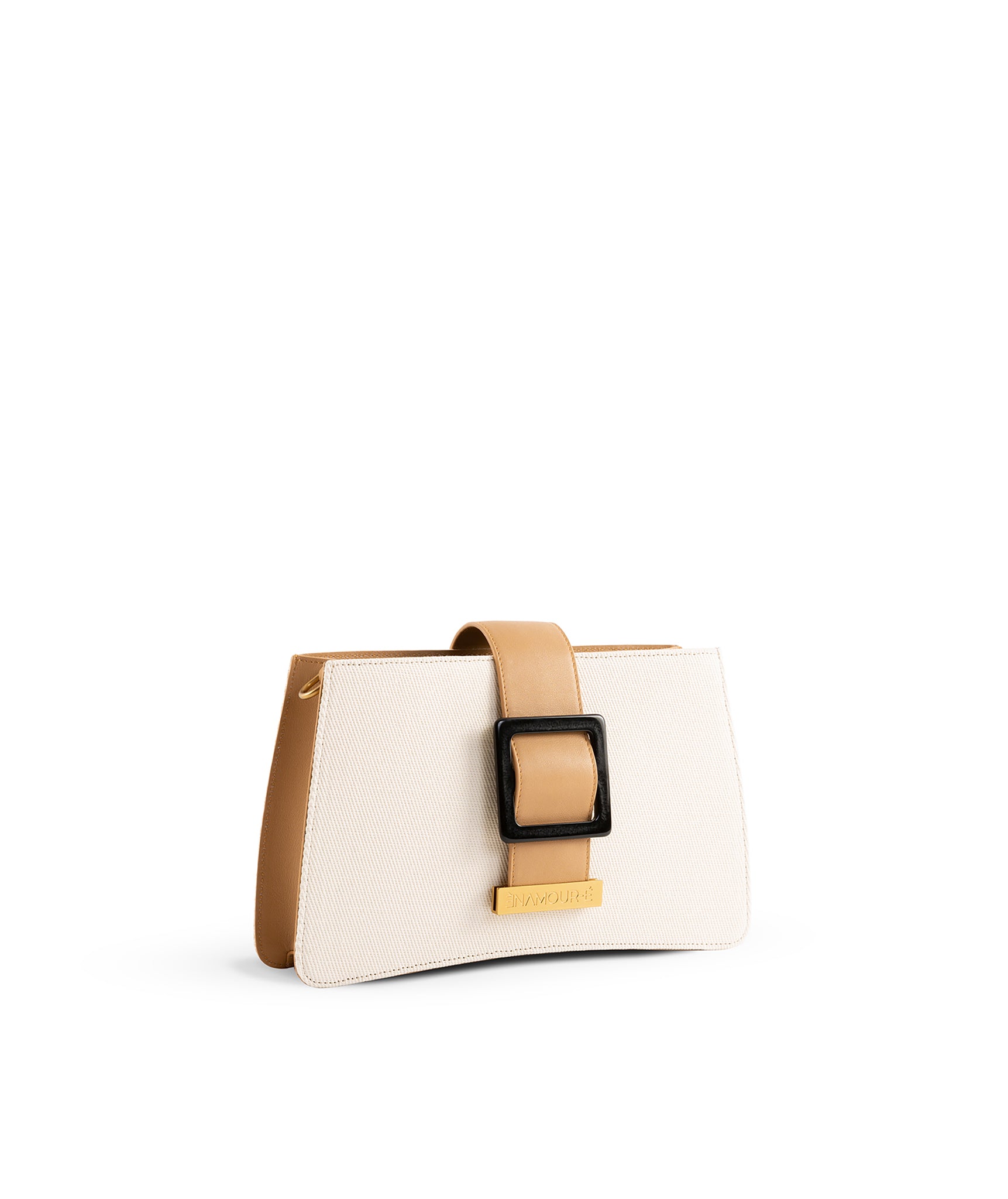 Rosalie Soft Curved Ew Light Brown & White Bag