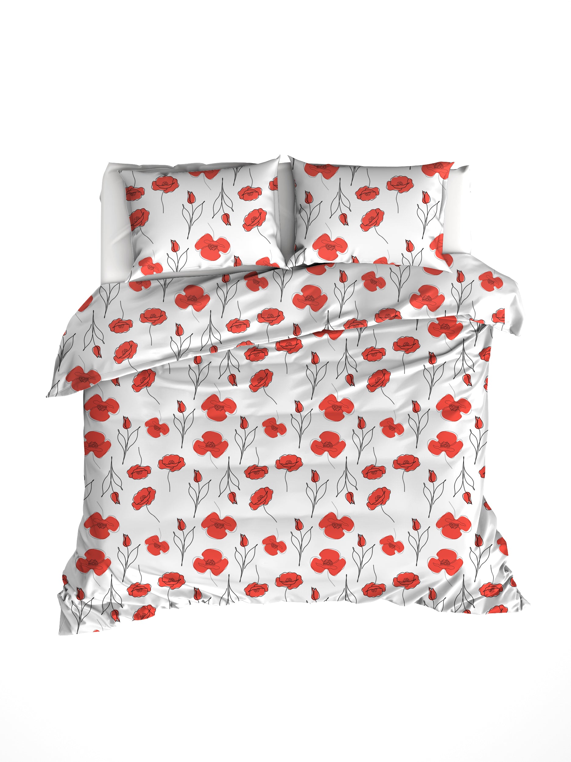 Parure linge de lit papaver poppy red